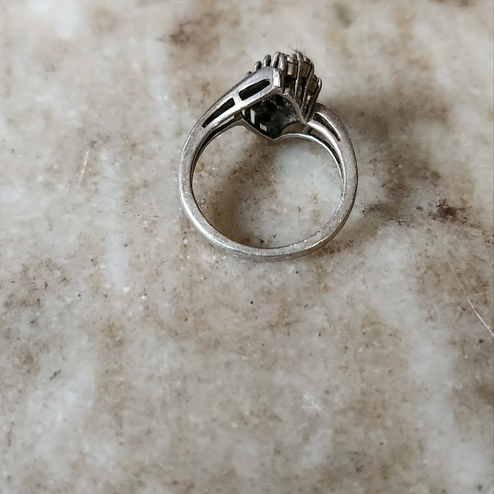 Vintage .45 Carats Diamond 925 Sterling Silver Ring